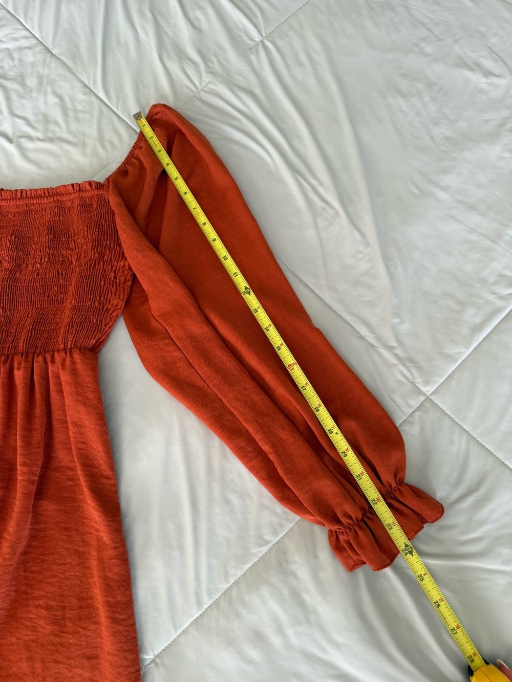 New Look Rust Orange Smocked Cinched Bodice Maxi Dress Flowy Summer Fall - Picture 6 of 9